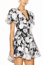 Chayan Flower Embroidery Mini Dress